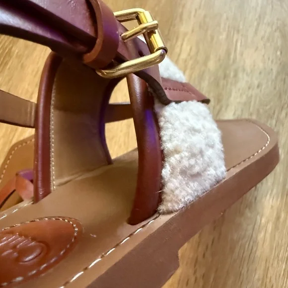 Chloe leather sheepskin sandals - Picture 4 of 6